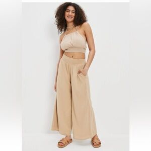 AE HIGH-WAISTED SMOCKED WIDE-LEG PANT
